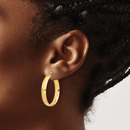14K Yellow Gold High Polished 5mm Hoop Earrings