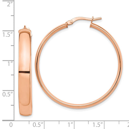 14K Rose Gold High Polished 5mm Hoop Earrings