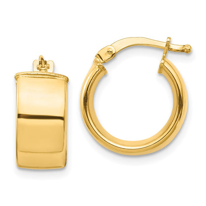 14K Yellow Gold High Polished 7mm Hoop Earrings