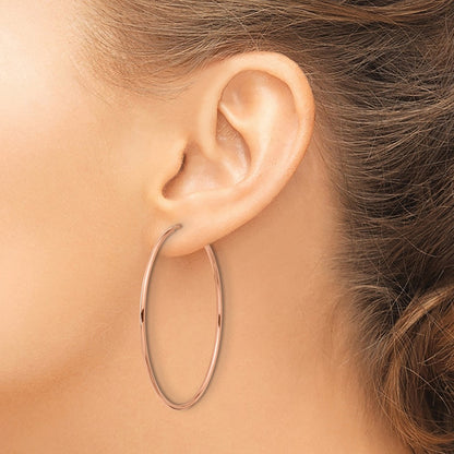 14K Rose Gold 1.5mm Polished Endless Hoop Earrings