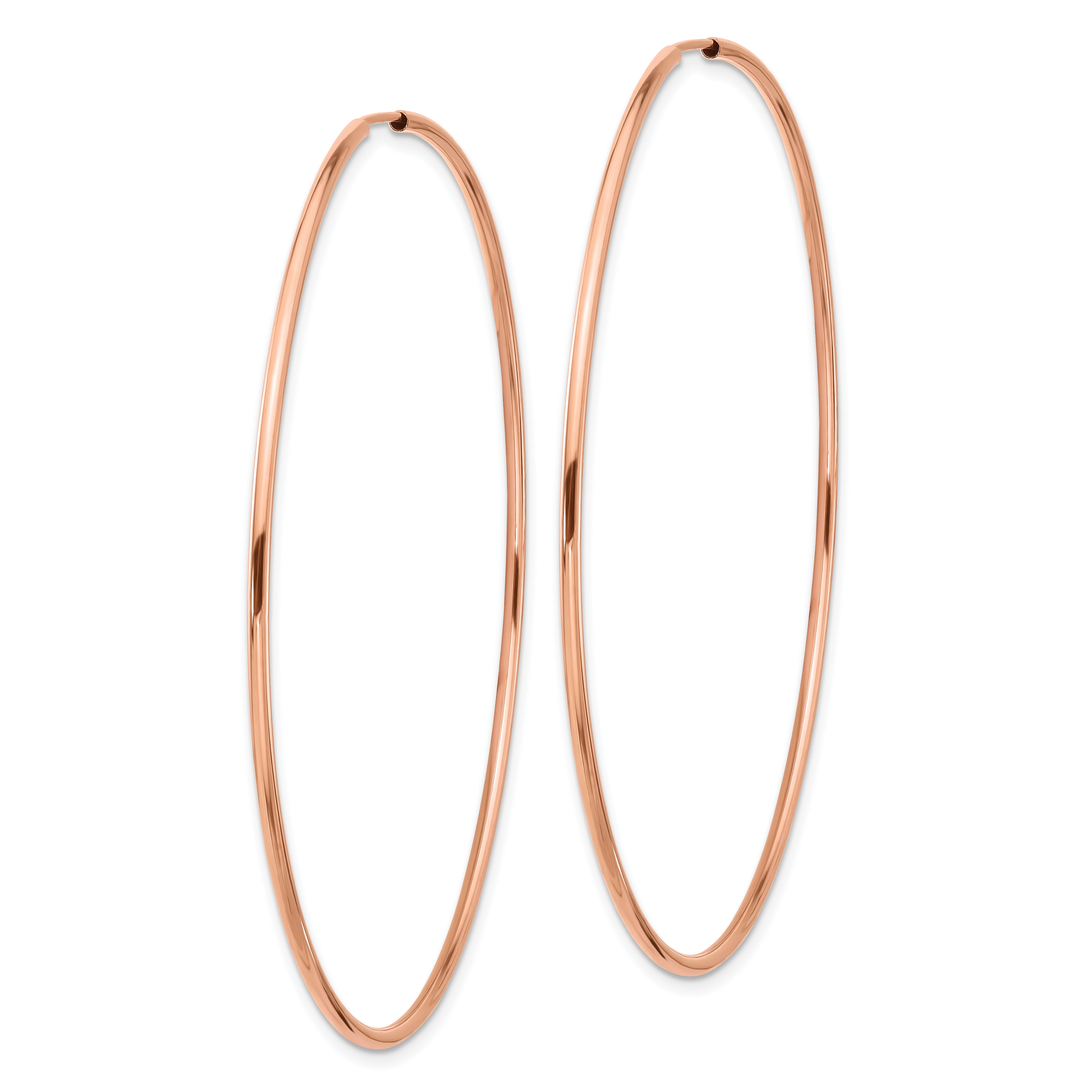 14K Rose Gold 1.5mm Polished Endless Hoop Earrings