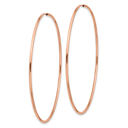 14K Rose Gold 1.5mm Polished Endless Hoop Earrings