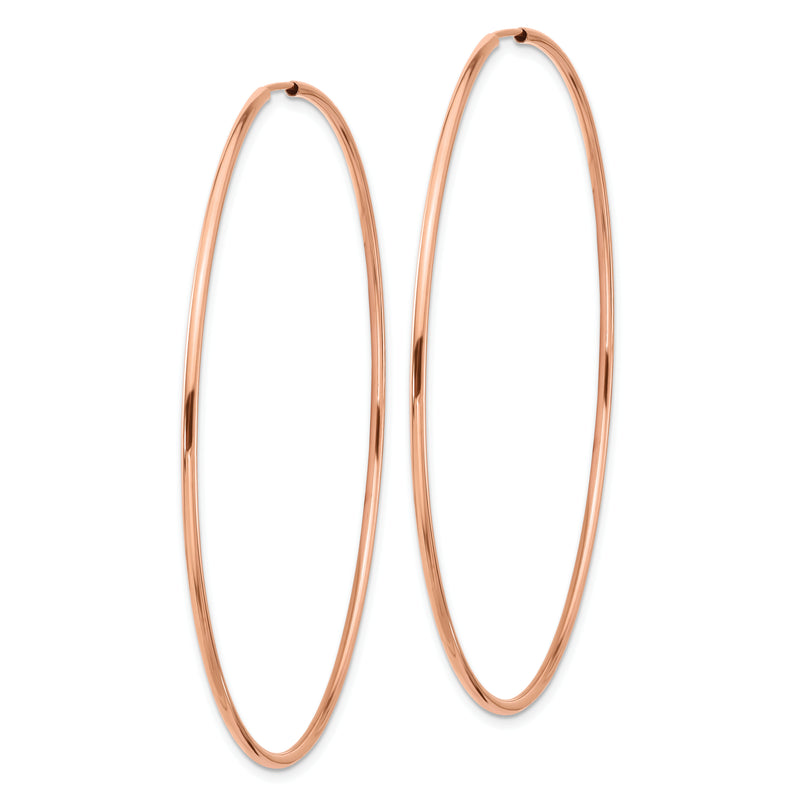 14K Rose Gold 1.5mm Polished Endless Hoop Earrings