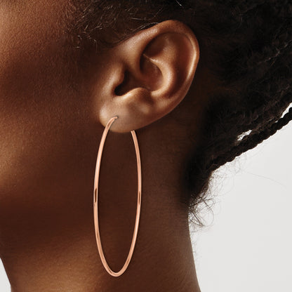 14K Rose Gold 1.5mm Polished Endless Hoop Earrings