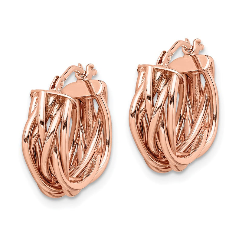 14K Rose Gold Polished Braided Hoop Earrings