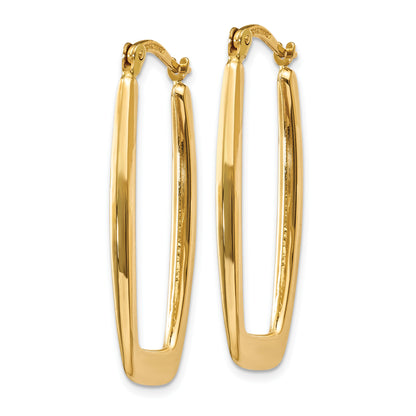 14K Yellow Gold Polished 2.25mm Rectangle Hoop Earrings