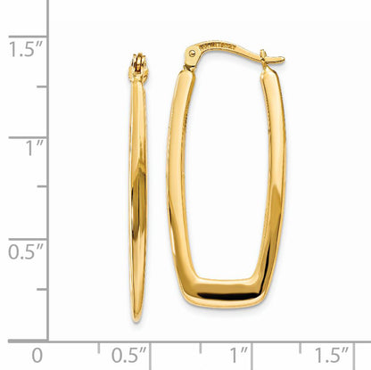 14K Yellow Gold Polished 2.25mm Rectangle Hoop Earrings