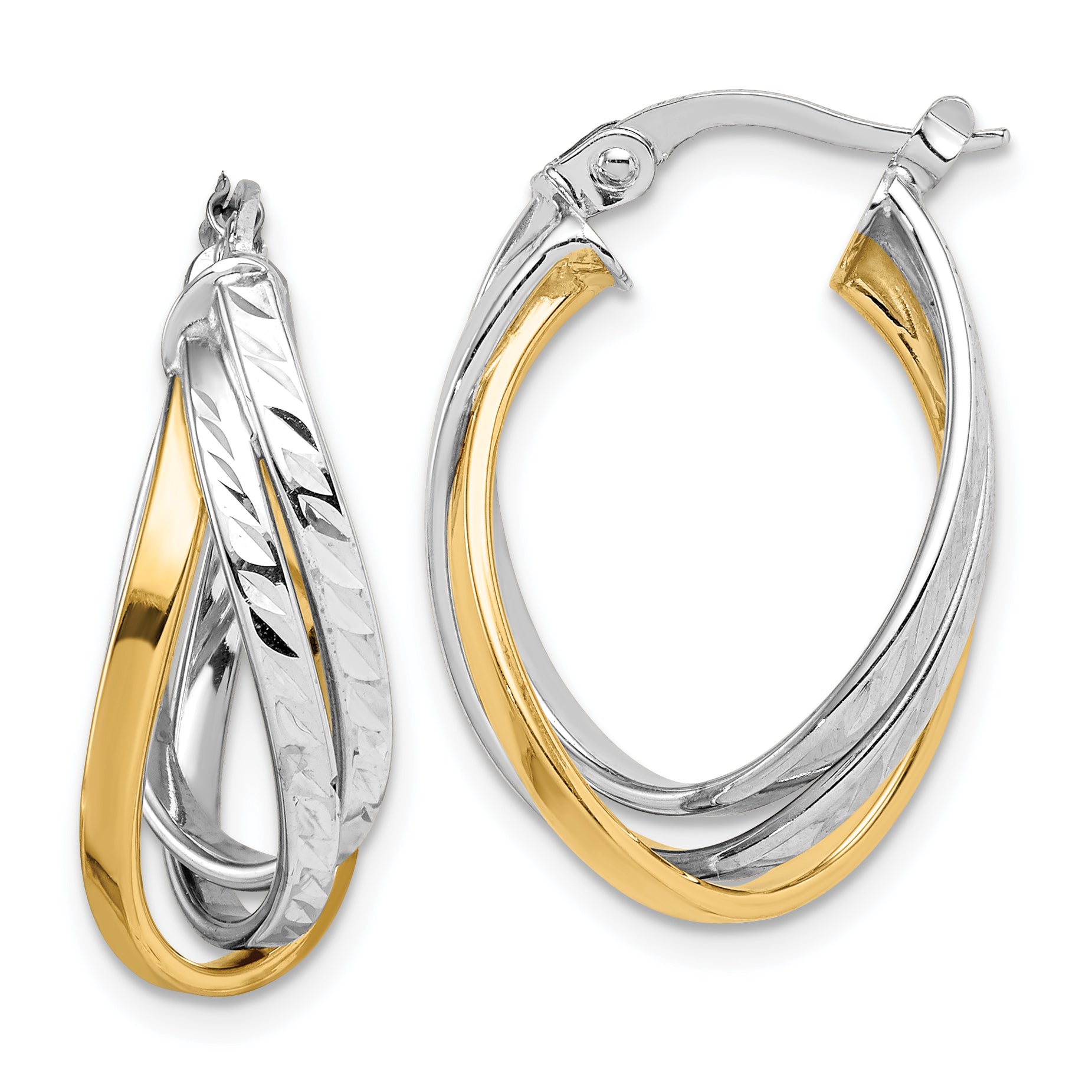14K Two-Tone Two Tone Hoop Earrings