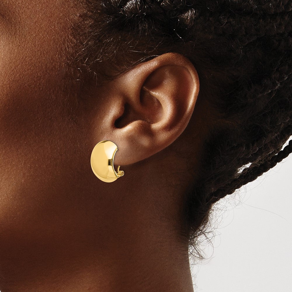 14K Yellow Gold Polished Omega Back Earrings