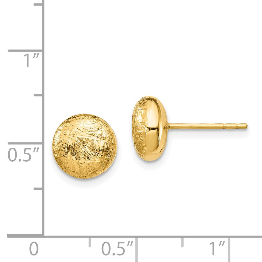 14K Yellow Gold Scratch Finish Hollow Post Earrings