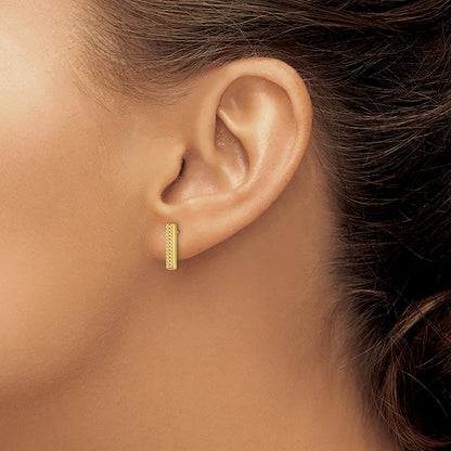 14K Yellow Gold Textured Bar Post Earrings