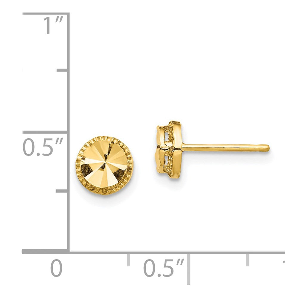 14K Yellow Gold Diamond-Cut Round Post Earrings