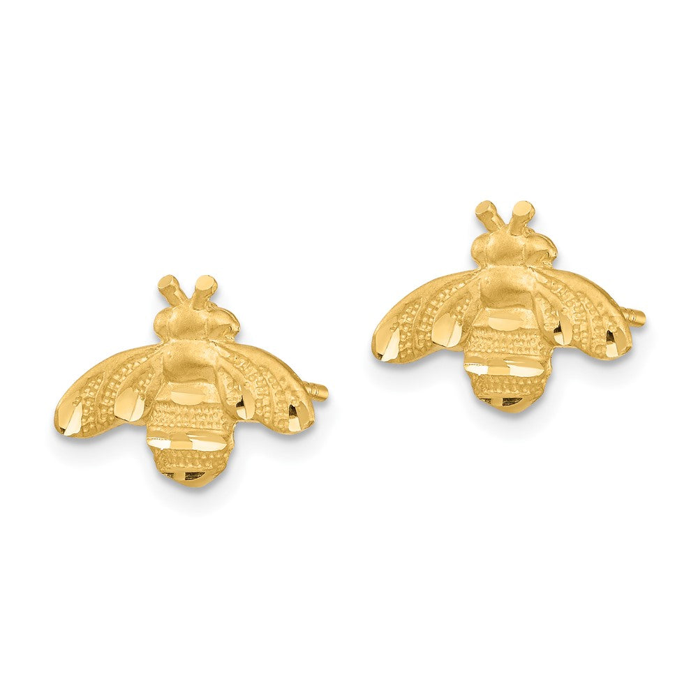 14K Yellow Gold D/C Bee Post Earrings