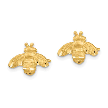 14K Yellow Gold D/C Bee Post Earrings