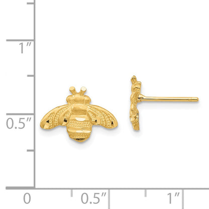 14K Yellow Gold D/C Bee Post Earrings