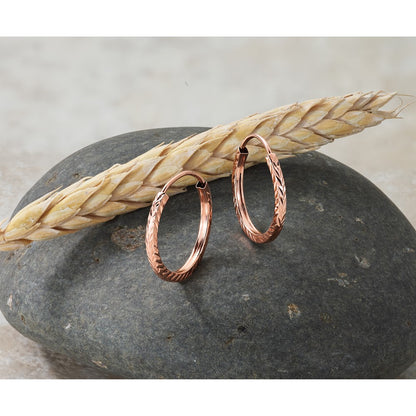 14k-rose-gold-diamond-cut-square-tube-endless-hoop-earrings