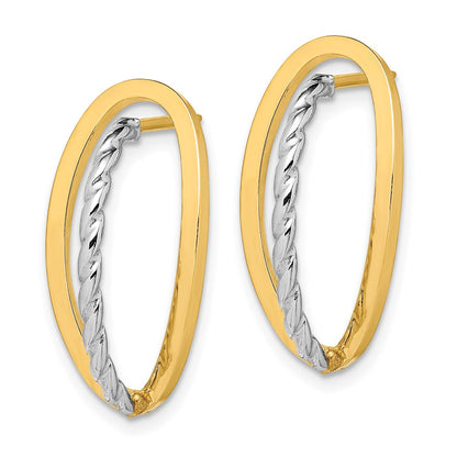 14K Two-Tone Polished & Twisted Fancy Post Earrings