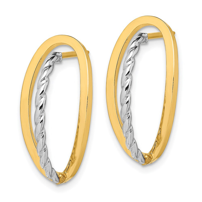 14K Two-Tone Polished & Twisted Fancy Post Earrings