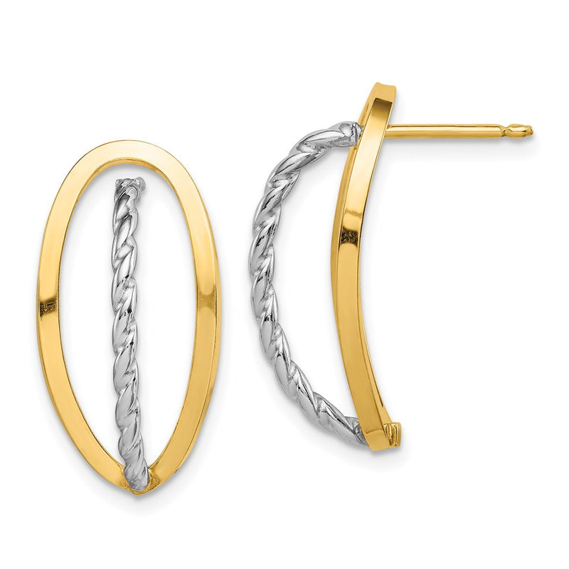 14K Two-Tone Polished & Twisted Fancy Post Earrings
