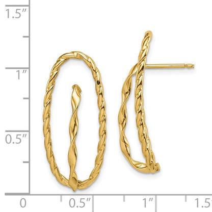 14K Yellow Gold Twisted Fancy Post Earrings