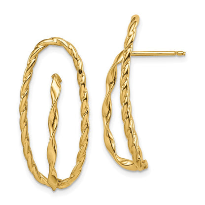 14K Yellow Gold Twisted Fancy Post Earrings