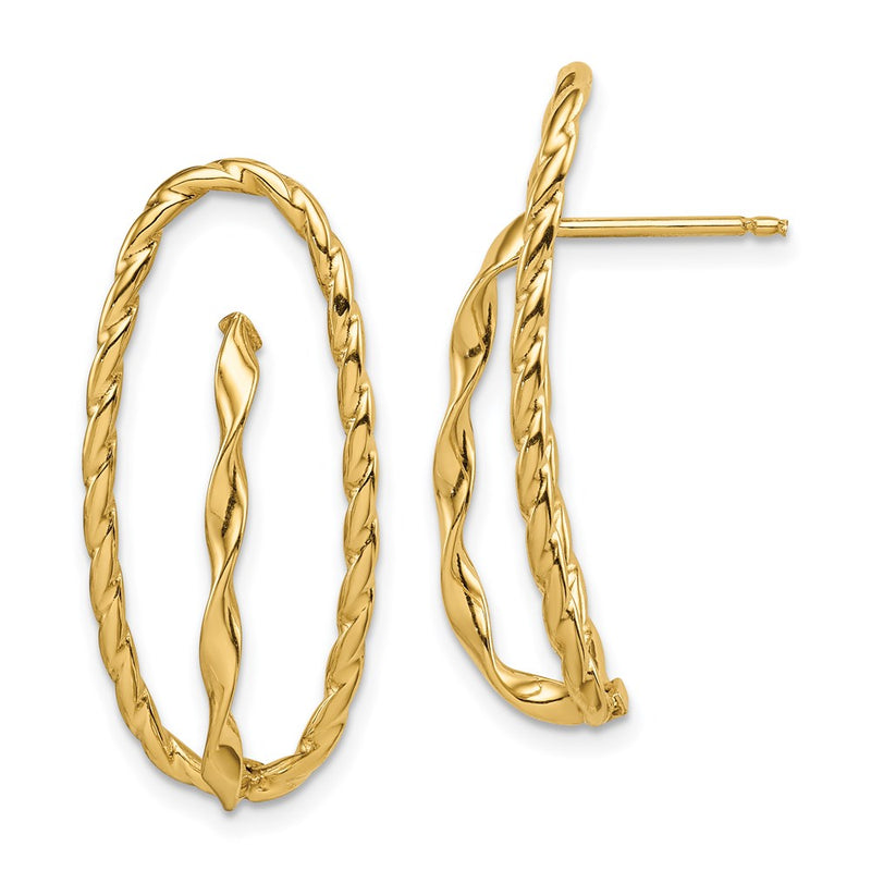 14K Yellow Gold Twisted Fancy Post Earrings