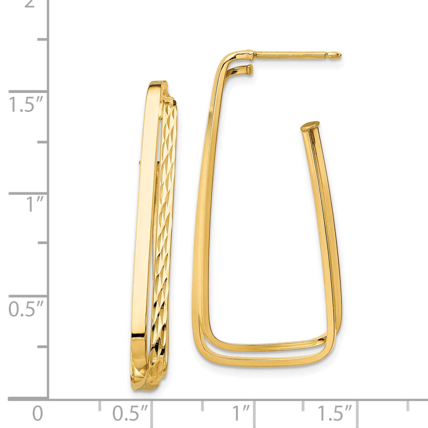 14K Yellow Gold Polished & D/C Fancy Post Earrings