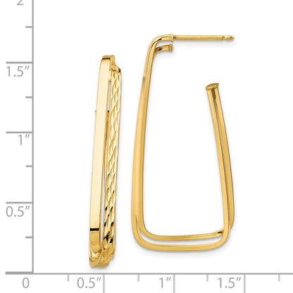 14K Yellow Gold Polished & D/C Fancy Post Earrings