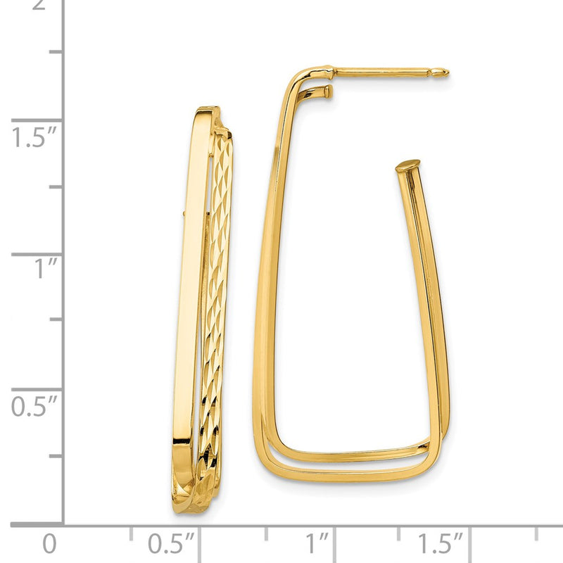 14K Yellow Gold Polished & D/C Fancy Post Earrings