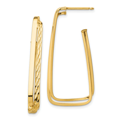 14K Yellow Gold Polished & D/C Fancy Post Earrings