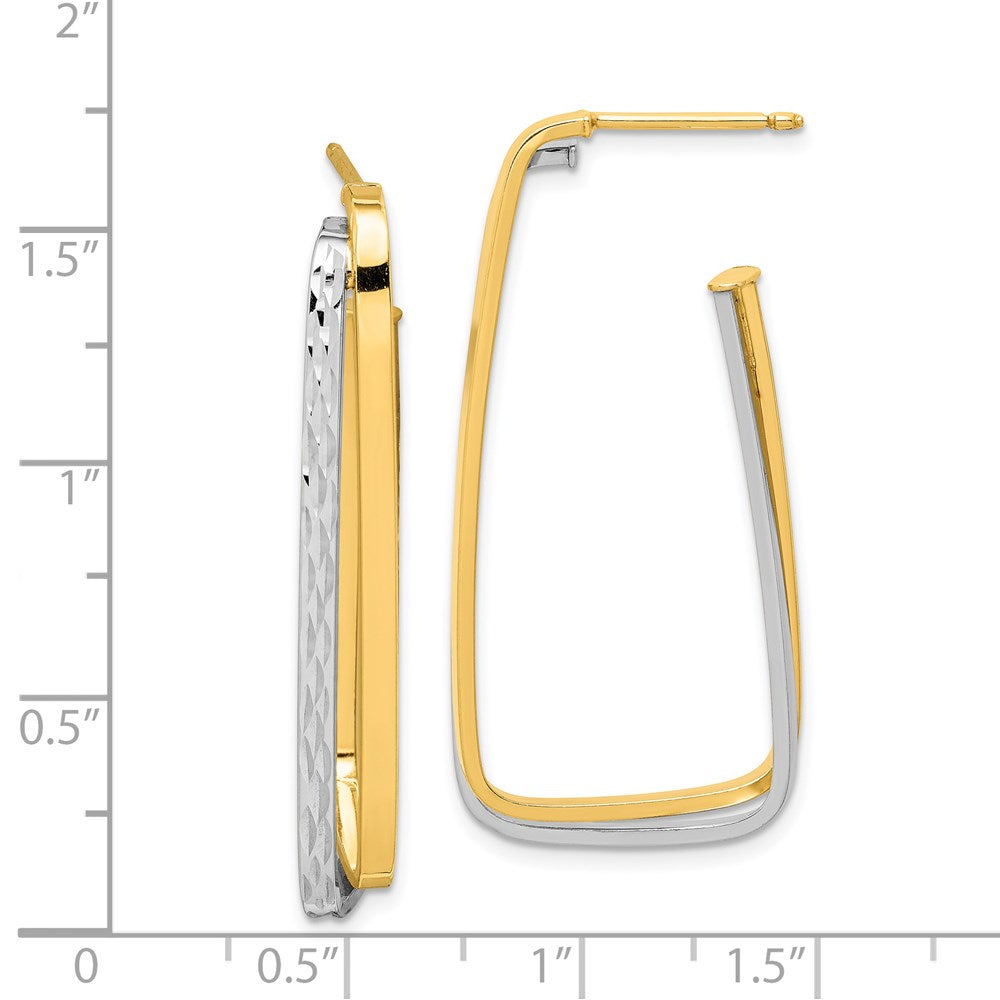 14K Two-Tone Polished & D/C Fancy Post Earrings