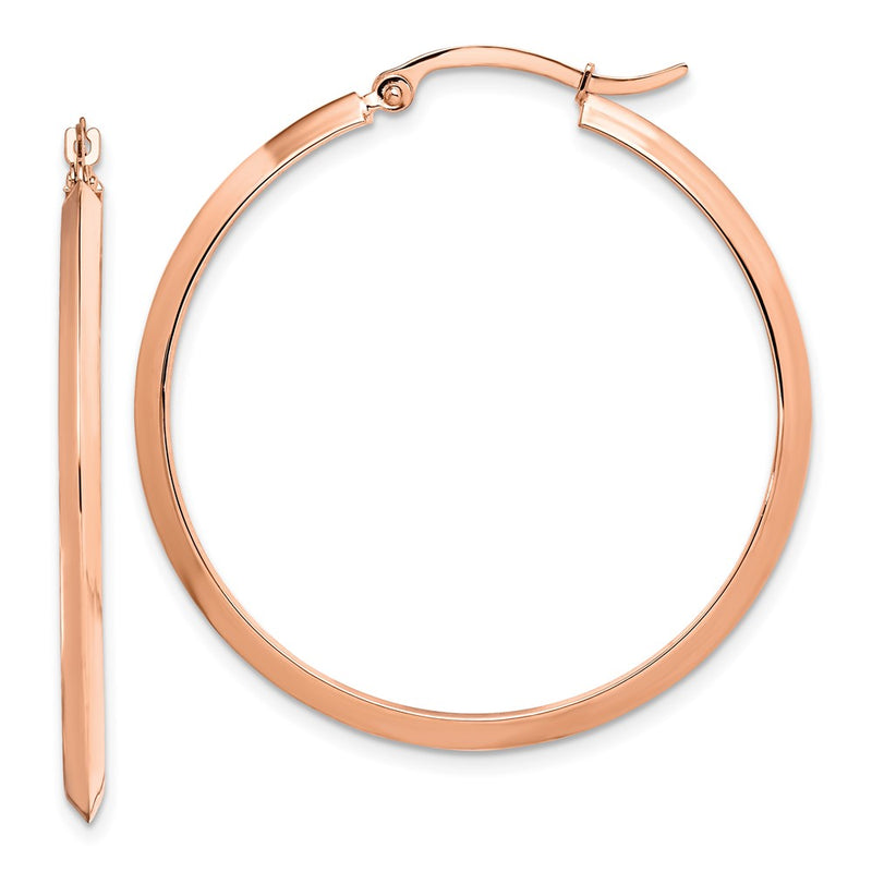14K Rose Gold Polished Hoop Earrings