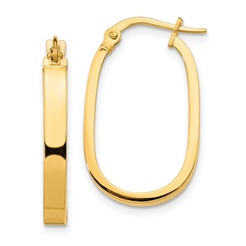 14K Yellow Gold 3X2mm Oval Hoop Earrings