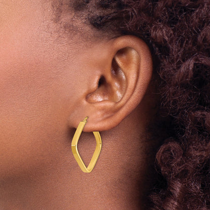 14K Yellow Gold 2X2mm Square Hoop Earrings