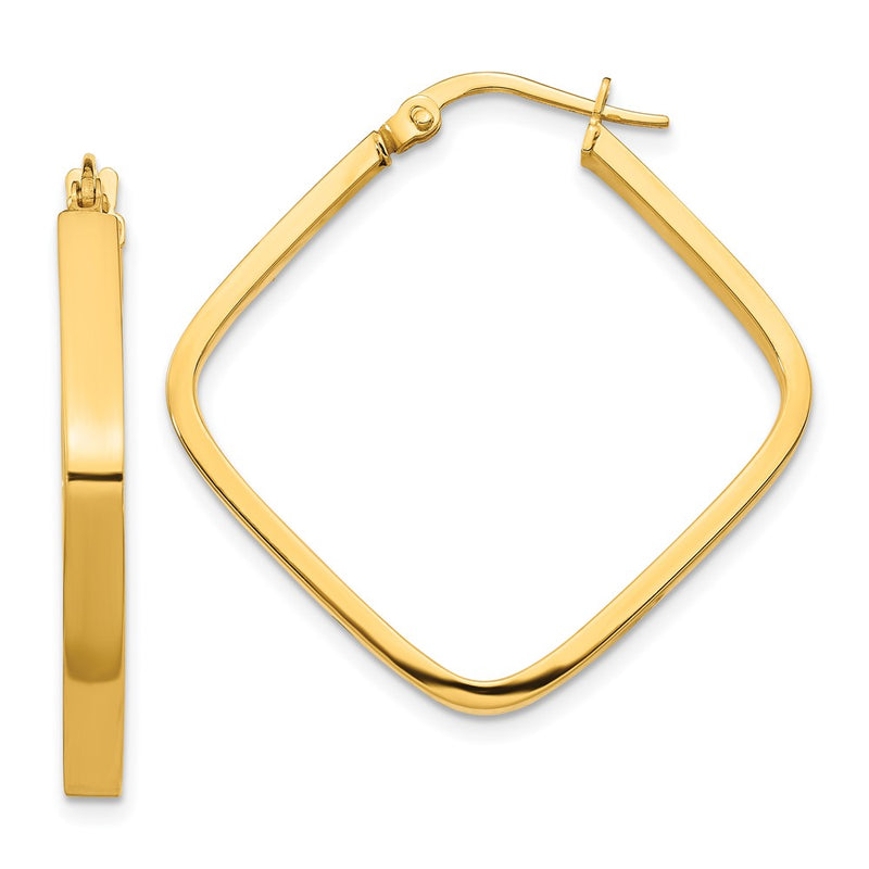 14K Yellow Gold 2X2mm Square Hoop Earrings