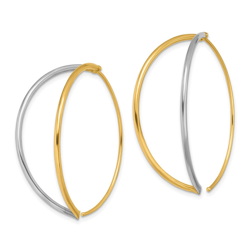 14K Yellow & Rhodium W/Rhodium Large Dangle Threader Earrings