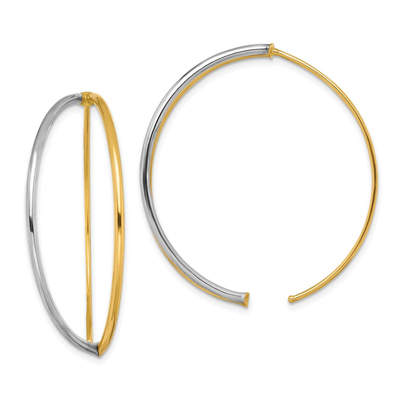 14K Yellow & Rhodium W/Rhodium Large Dangle Threader Earrings