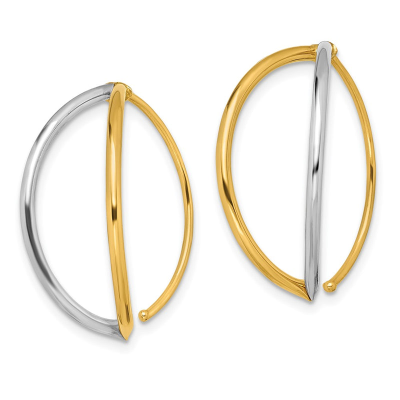 14K Yellow & Rhodium W/Rhodium Dangle Threader Earrings