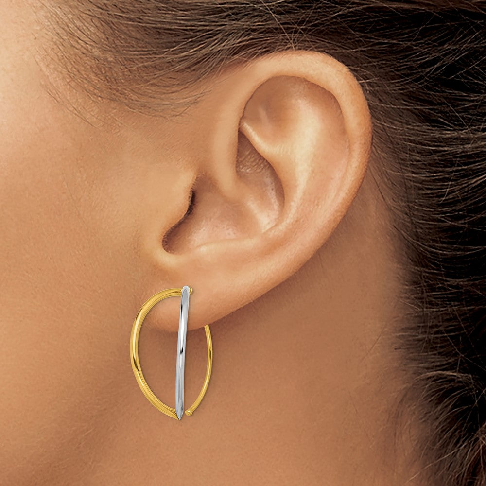 14K Yellow & Rhodium W/Rhodium Dangle Threader Earrings