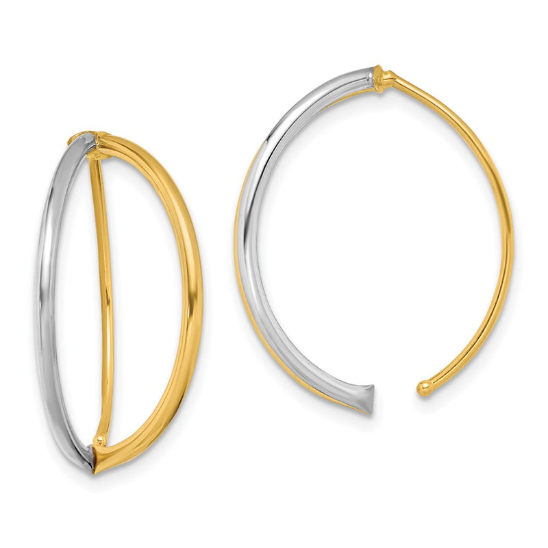 14K Yellow & Rhodium W/Rhodium Dangle Threader Earrings