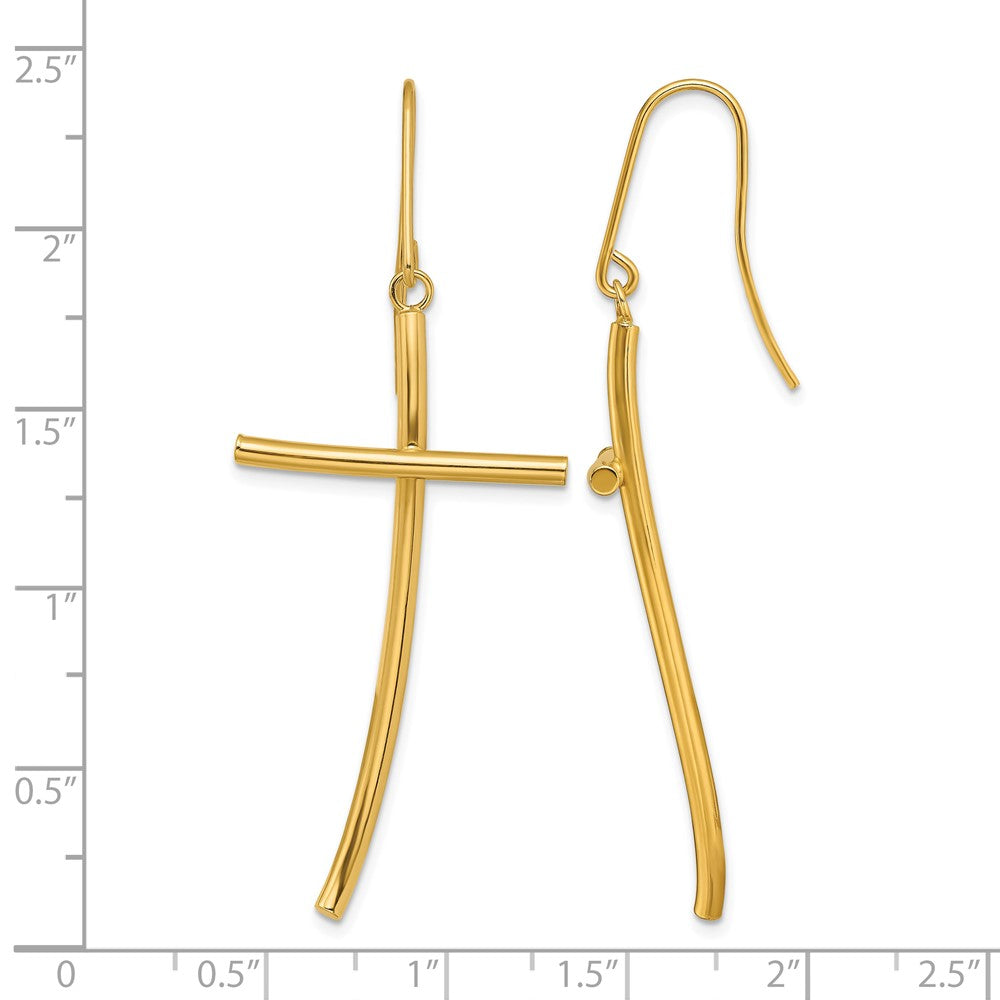 14k-yellow-gold-polished-cross-dangle-earrings