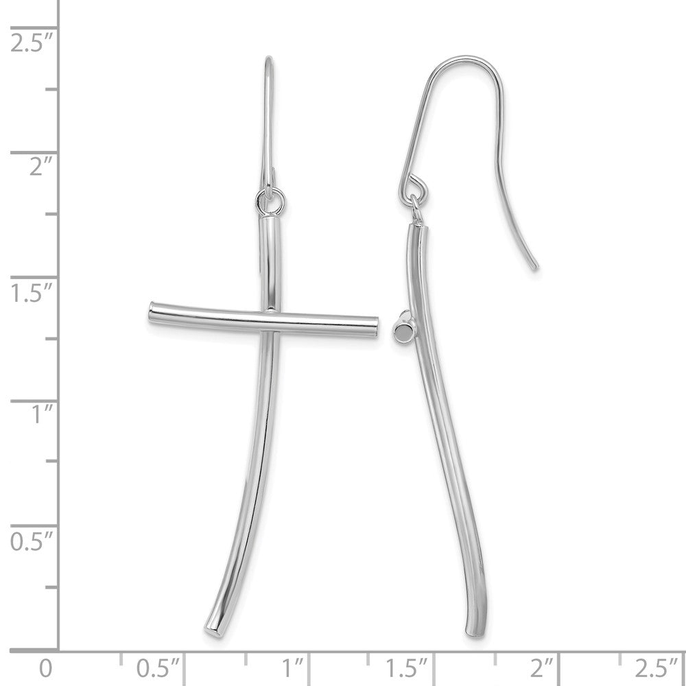 14k-white-gold-polished-cross-dangle-earrings