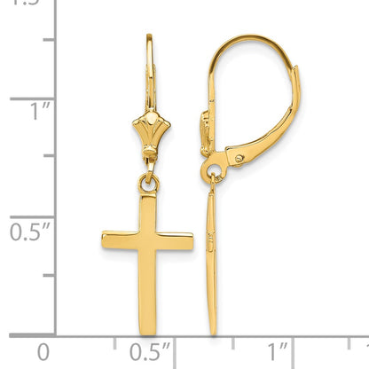 14k-yellow-gold-polished-cross-leverback-earrings