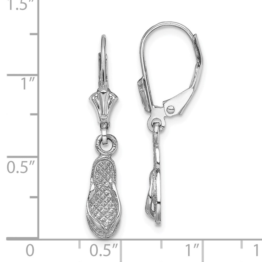 14K White Gold Flip Flop Leverback Earrings