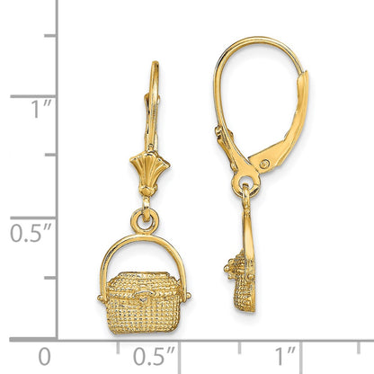14K Yellow Gold Nantucket Basket Leverback Earrings