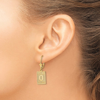 14K Yellow Gold Mile Marker 0 / Key West Leverback Earrings