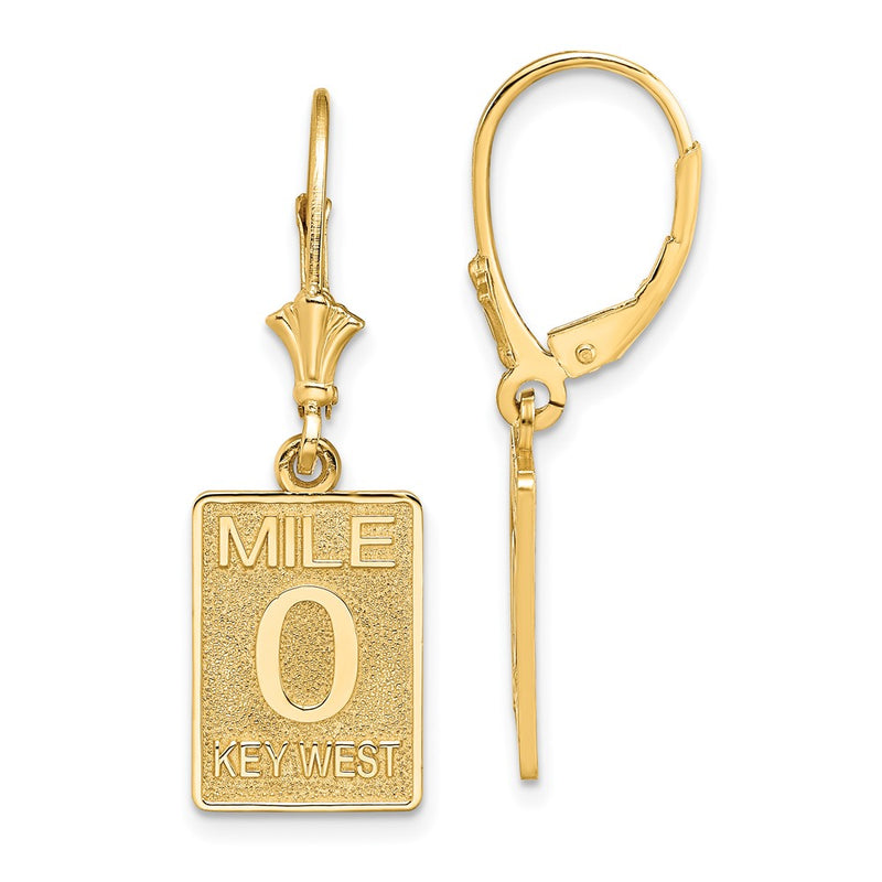 14K Yellow Gold Mile Marker 0 / Key West Leverback Earrings