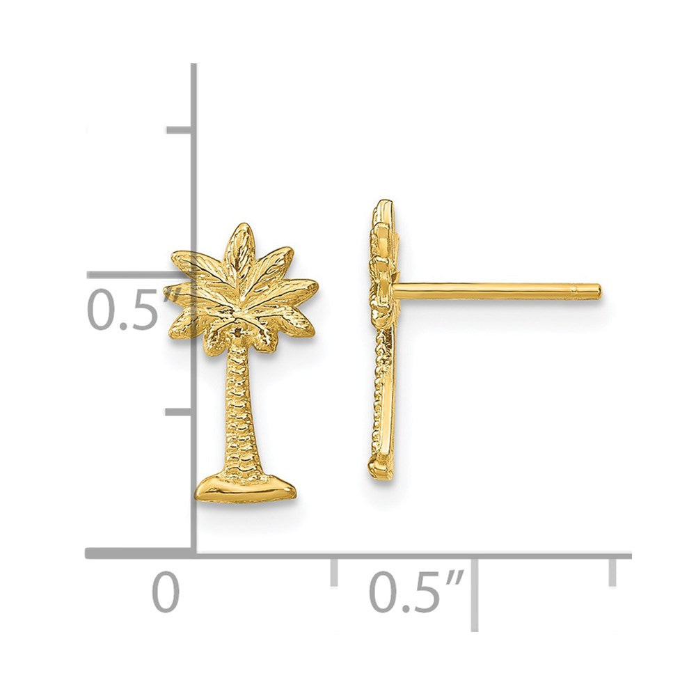 14K Yellow Gold Palm Tree Post Earrings