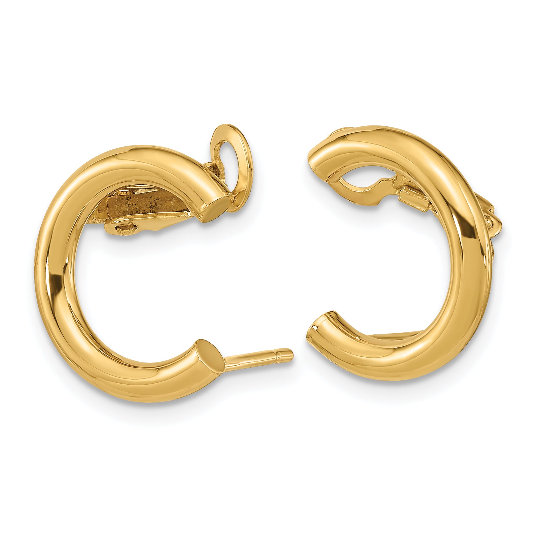 14K Yellow Gold Polished U Shape Clip On & Post Earrings