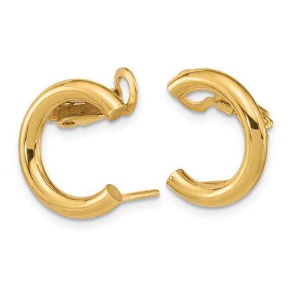 14K Yellow Gold Polished U Shape Clip On & Post Earrings